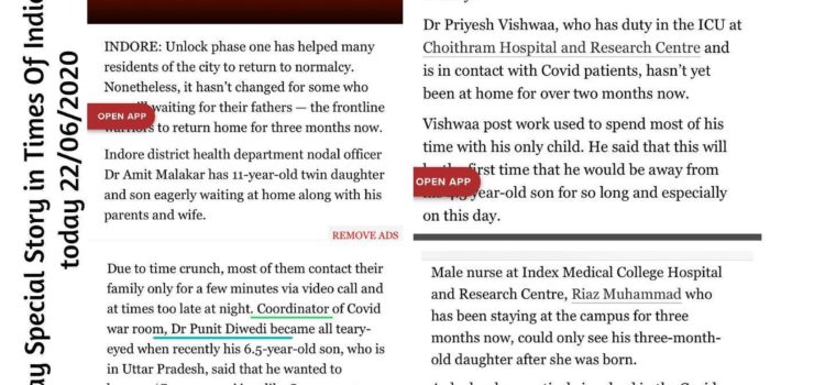 Media Coverage: #fathersday special story by @timesofindia Indore.